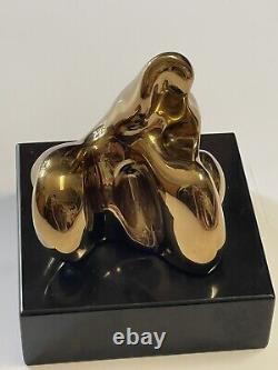 Vintage Brass Bronze Solid Abstract Metal Sculpture Biomorphic Surreal Cubist
