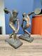 Vintage Bronze Olympic Discus Thrower Male Sculpture Figurine Ornament Pair Vgc