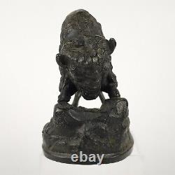 Vintage Bronze Tone American Bison Buffalo Cast Metal Statue Sculpture 5.5H