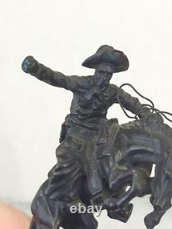 Vintage FREDERIC REMINGTON Bronze Sculpture cowboy on horse figurine statue