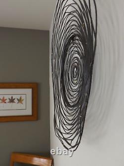 Vtg Abstract Modern Art Metal Wall Sculpture Spiral Circles 24 diameter