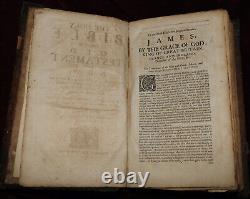 XRARE 1708 FOLIO HOLY BIBLE 3xTITLES METALWORK WOOD BOARDS MAP CALIFORNIA ISLAND