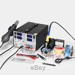 Yh853d+4 In 1 Hot Air Rework Soldering Weld Iron Station DC Power Supply 30v 5a