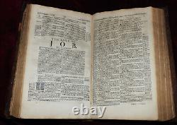 BIBLE SAINTE FOLIO XRARE 1708 3xTITRES TRAVAIL DU MÉTAL SUR BOIS CARTE ÎLE CALIFORNIE
