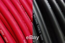 Câble De Soudage 1/0 100 '50'back Noir 50'red Batterie Leads USA Nouveau Gauge Cuivre Awg