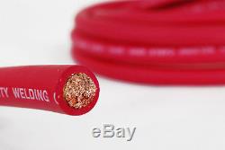 Cable De Soudage 2 Awg 100 '50' Noir 50 'red Ft Battery Fils USA New Gauge Cuivre