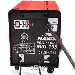 Hawk 195 Gas & Pas De Flux Gasless Flux Solide Wire Mig Soudeuse Welder Welder Machine