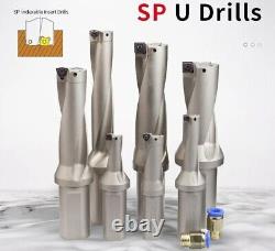 Indexables pour tours CNC avec forets à plaquettes pour la série SP SPMG de 11mm à 49mm en 2D, 3D et 4D.