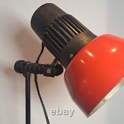 Lampe de bureau réglable Prova, milieu du siècle 1960s, métal rouge et noir fonctionnant italien