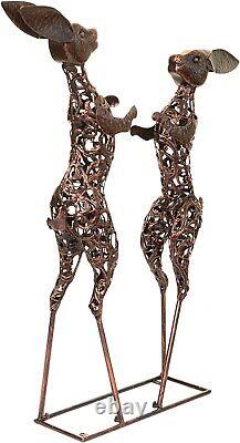 Lièvres de boxe: Filigrane métallique en bronze magnifiquement fabriqué à la main