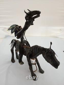 Metal Horseshoe Sculpture Amérindienne Indienne Severs Folk Western Signé