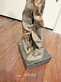 Original Vintage Livingston Welch Metal & Lead Sculpture Sur Marbre - The Dancer
