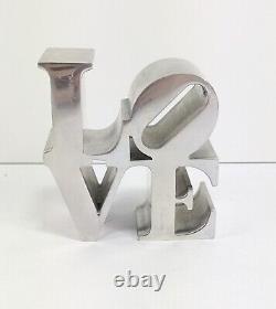 Robert Indiana Love Sculpture Replique Chrome Argent Tone Paperweight Solid MCM