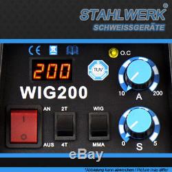 Schweißgerät Stahlwerk Wig 200 S DC Tig Hf Inverter Avec Mma E-hand / Antistick