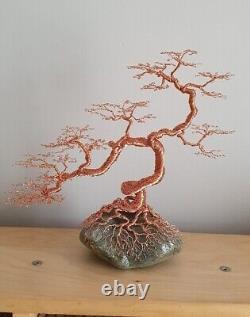 Sculpture en fil de cuivre d'arbre Bonsaï