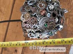 Sculpture métallique Steampunk, Bâton, Sceptre, Bouquet de mariage, Engrenages, Boulons, Roues dentées
