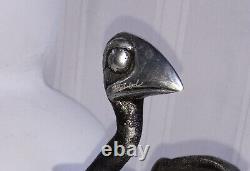 Sculpture originale signée Burke Rutherford, œuf d'oiseau en métal fissuré / Vintage