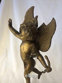 Statue Cupidon En Laiton Sur Céleste Globe