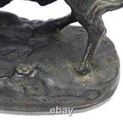 Statue Sculpture en métal moulé de ton bronze vintage représentant un bison américain 5.5H
