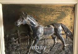 Une très belle image de cheval ancienne originale de GEORG BOMMER/plaque métallique