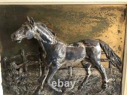 Une très belle image de cheval ancienne originale de GEORG BOMMER/plaque métallique