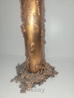 Vase de cuivre brutaliste / Porte-bougie